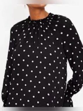 NWOT-LOFT Black and White Polka Dot Blouse